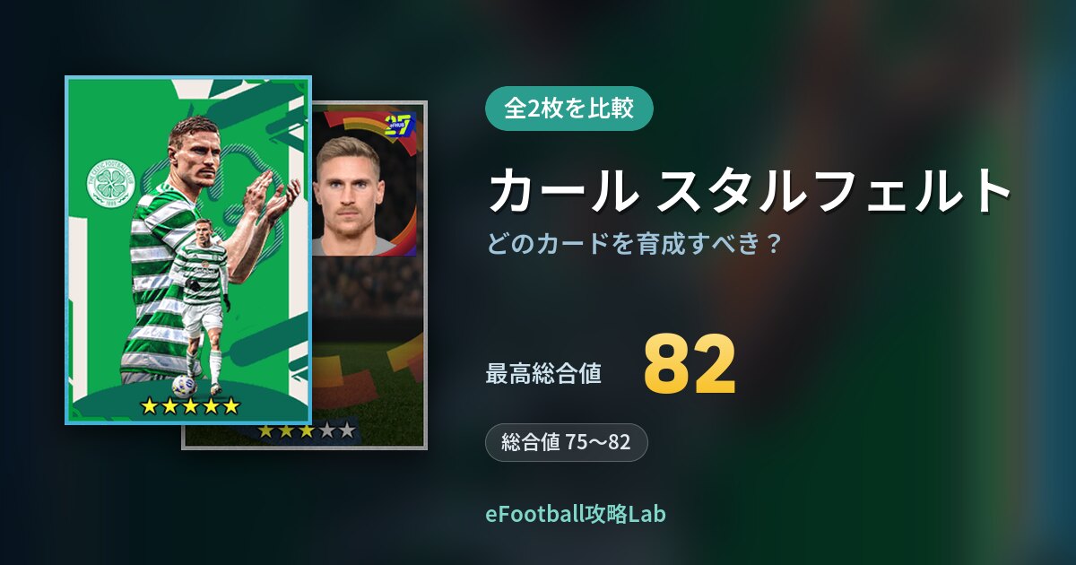 【イーフト】カール スタルフェルトはどのカードを育成すべき？全2枚を比較