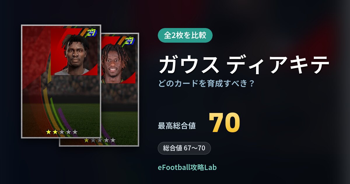 【イーフト】ガウス ディアキテはどのカードを育成すべき？全2枚を比較