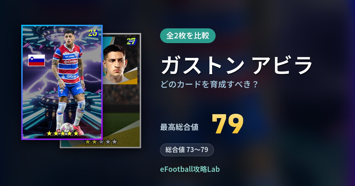【イーフト】ガストン アビラはどのカードを育成すべき？全2枚を比較