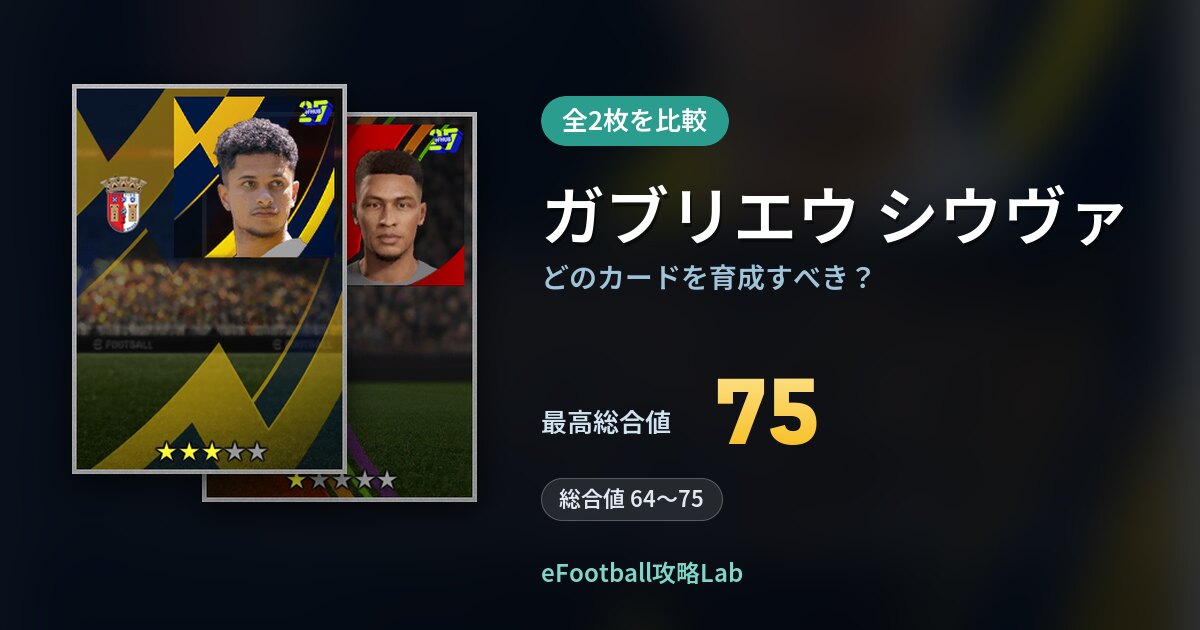 【イーフト】ガブリエウ シウヴァはどのカードを育成すべき？全2枚を比較