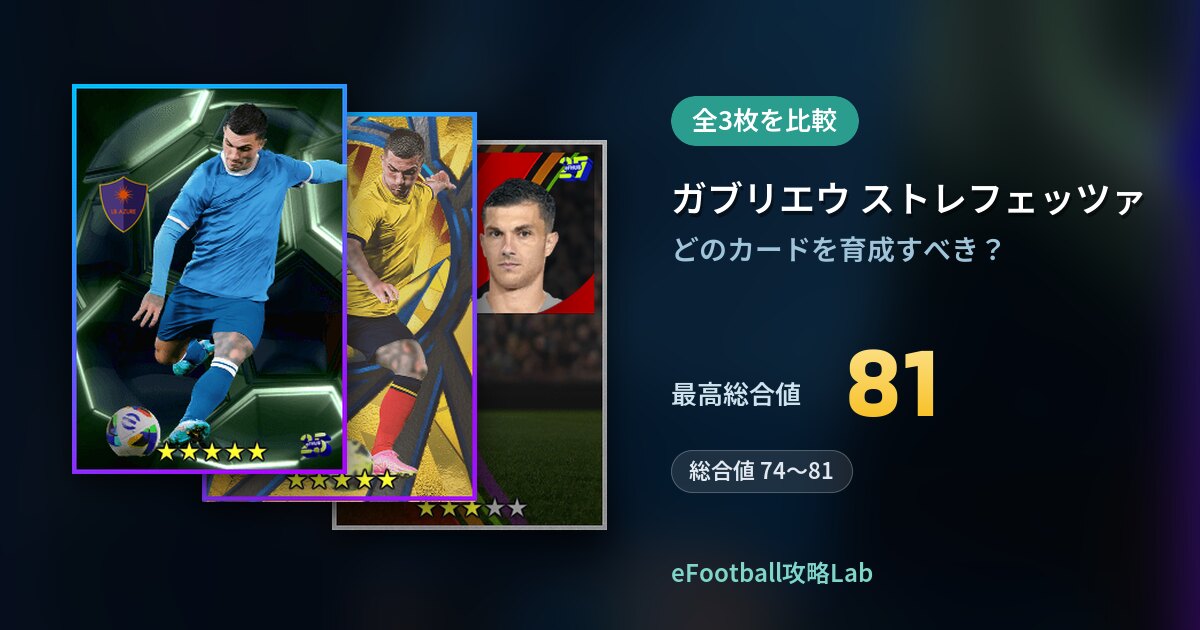 【イーフト】ガブリエウ ストレフェッツァの育成カード比較（全3枚）
