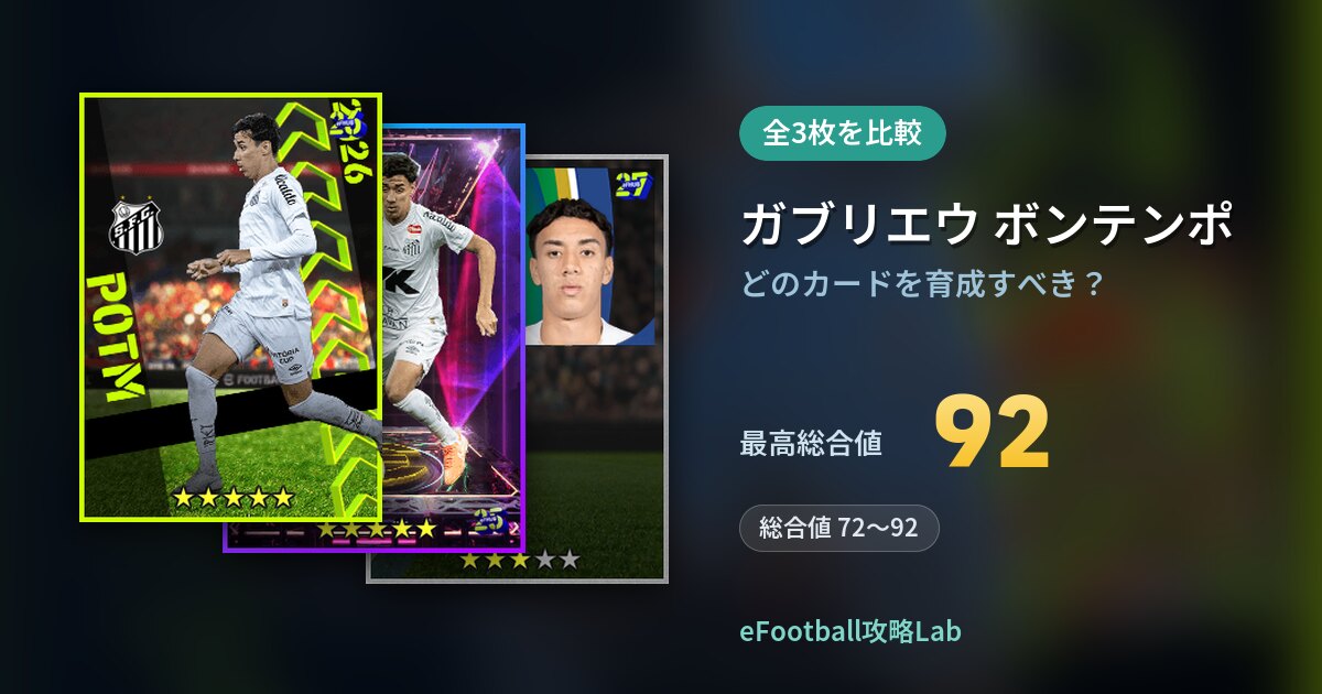 【イーフト】ガブリエウ ボンテンポはどのカードを育成すべき？全3枚を比較