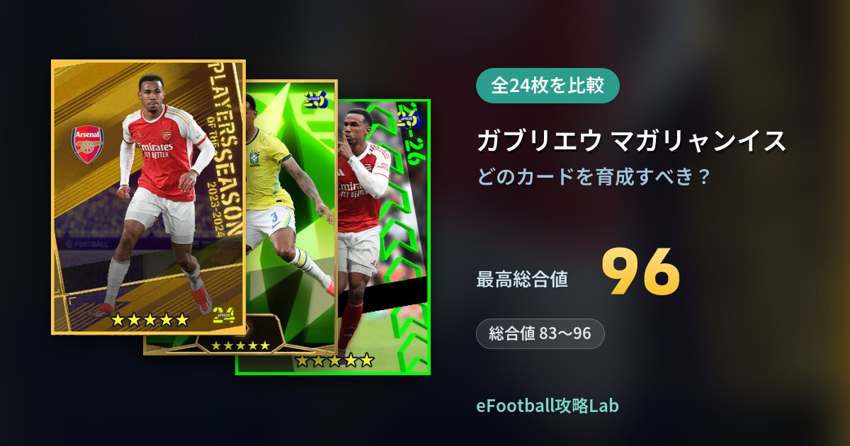 【イーフト】ガブリエウ マガリャンイスの育成カード比較（全24枚）