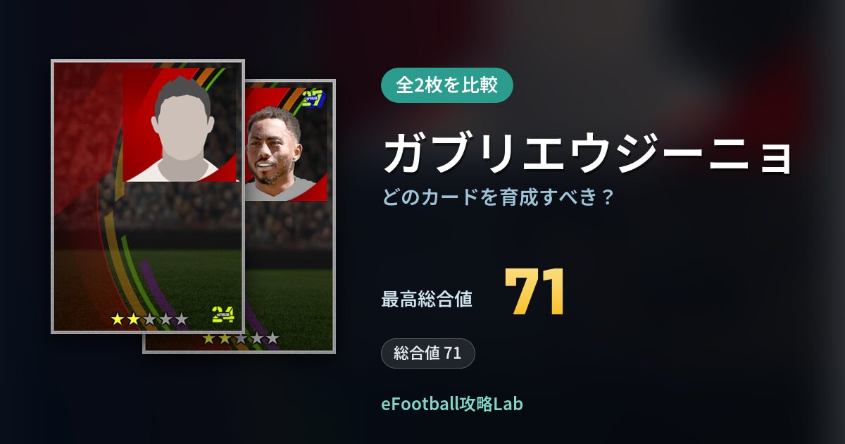 【イーフト】ガブリエウジーニョはどのカードを育成すべき？全2枚を比較