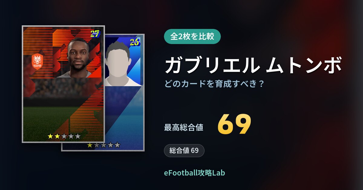 【イーフト】ガブリエル ムトンボはどのカードを育成すべき？全2枚を比較
