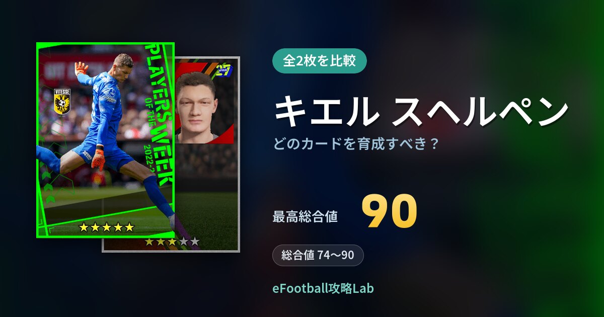 【イーフト】キエル スヘルペンはどのカードを育成すべき？全2枚を比較