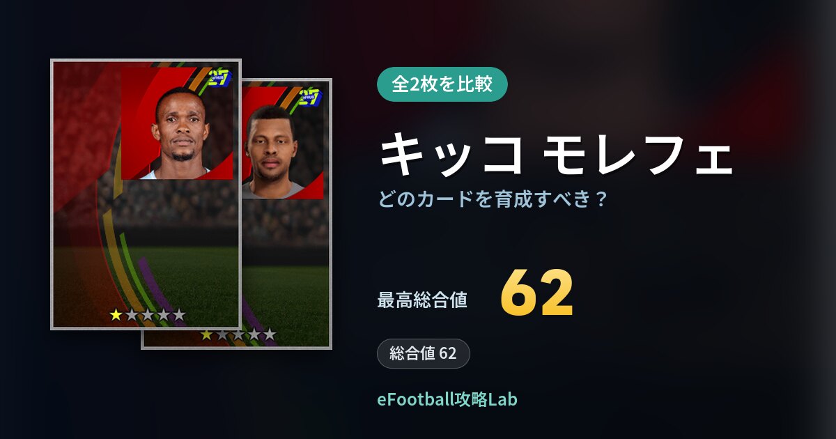 【イーフト】キッコ モレフェはどのカードを育成すべき？全2枚を比較