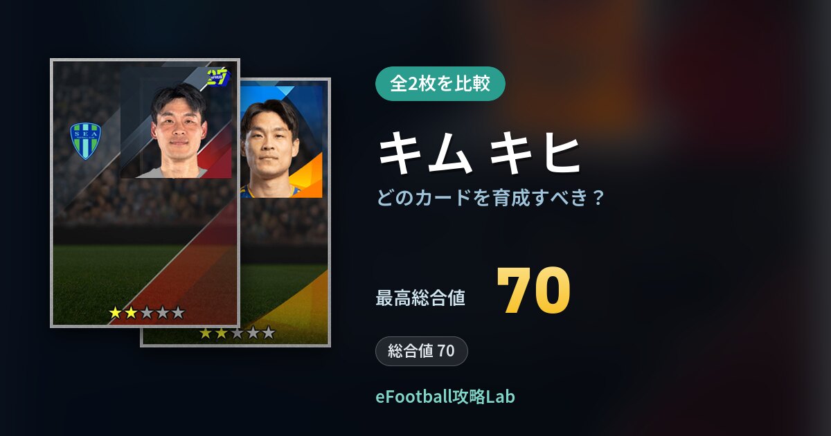 【イーフト】キム キヒはどのカードを育成すべき?全2枚を比較
