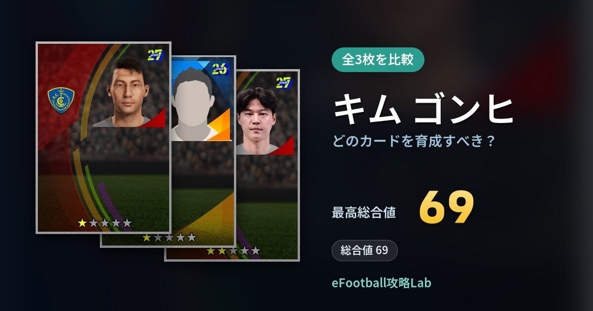 【イーフト】キム ゴンヒはどのカードを育成すべき？全3枚を比較