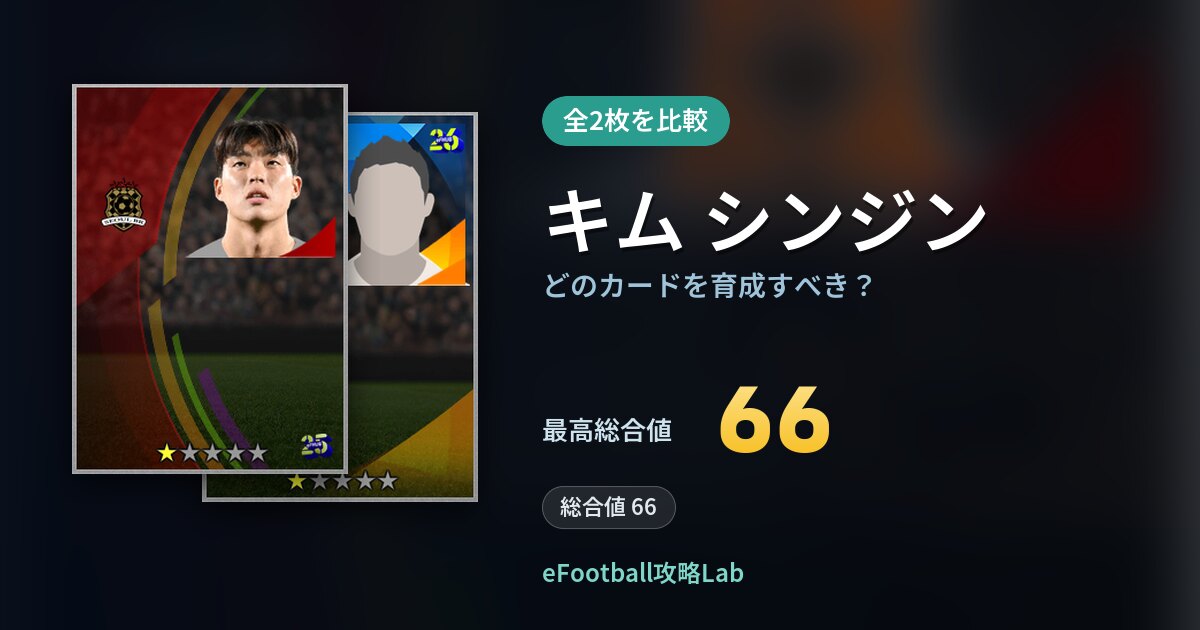 【イーフト】キム シンジンはどのカードを育成すべき？全2枚を比較
