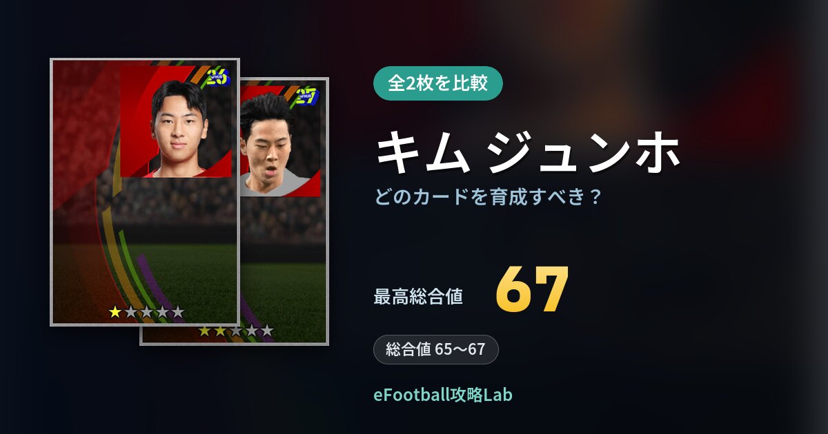 【イーフト】キム ジュンホはどのカードを育成すべき？全2枚を比較