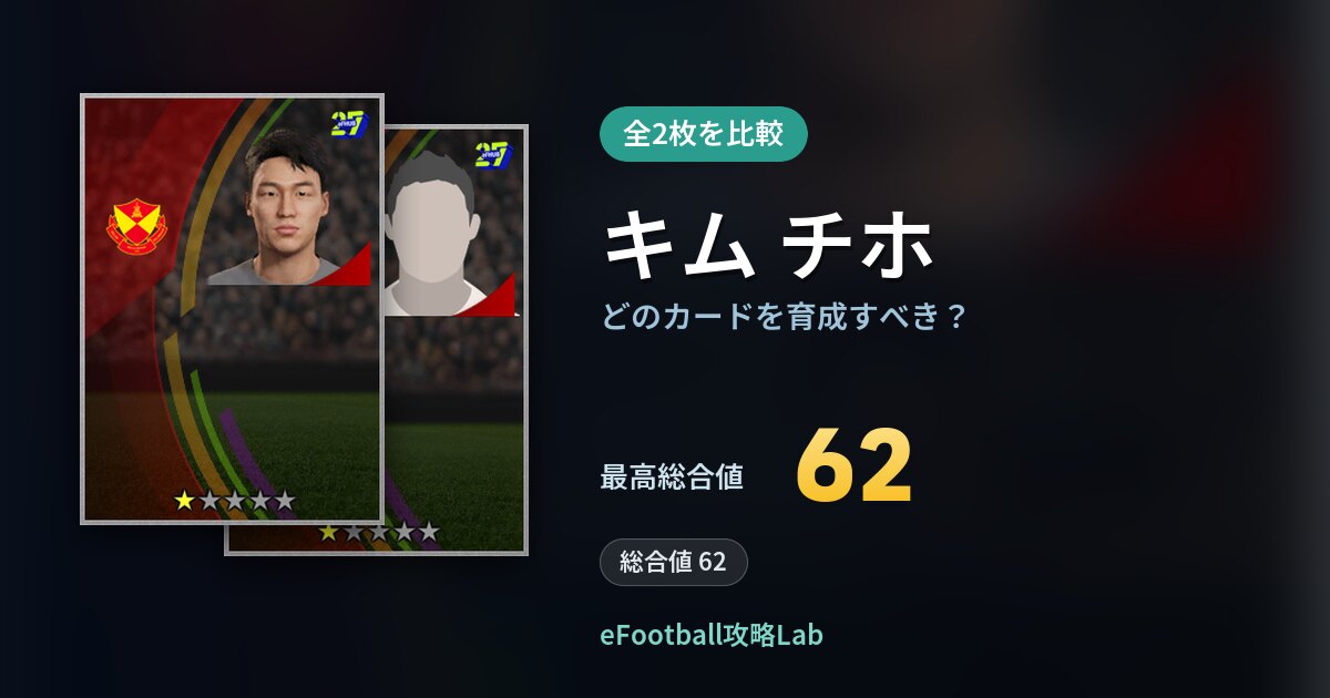 【イーフト】キム チホの全カード比較（全2枚）