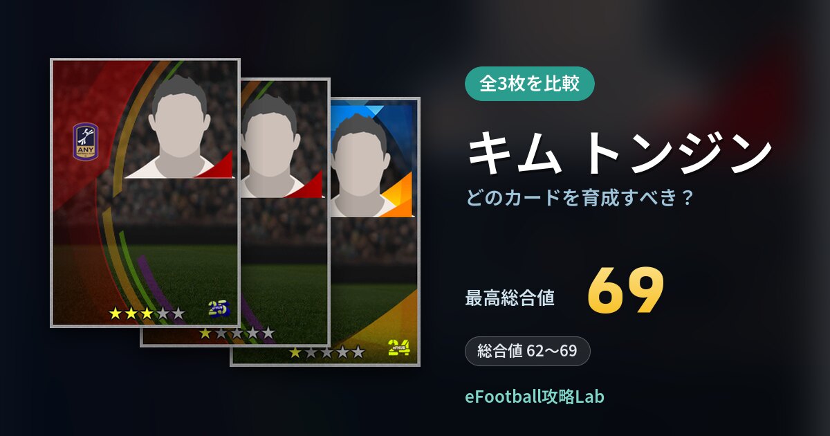 【イーフト】キム トンジンはどのカードを育成すべき？全3枚を比較