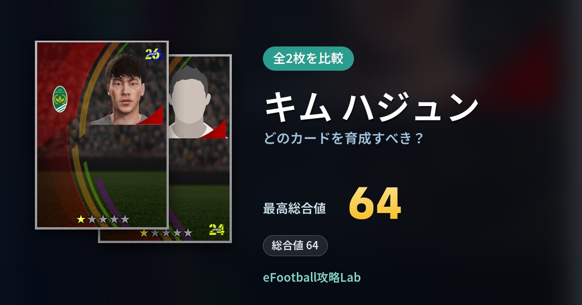 【イーフト】キム ハジュンはどのカードを育成すべき？全2枚を比較