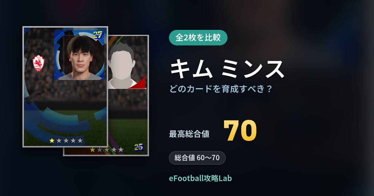 【イーフト】キム ミンスはどのカードを育成すべき？全2枚を比較
