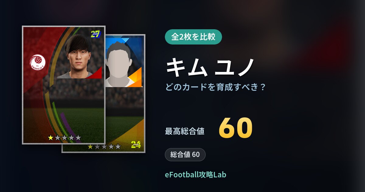【イーフト】キム ユノはどのカードを育成すべき？全2枚を比較