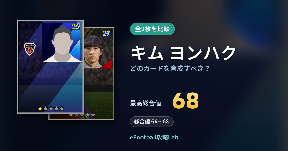 【イーフト】キム ヨンハクはどのカードを育成すべき？全2枚を比較