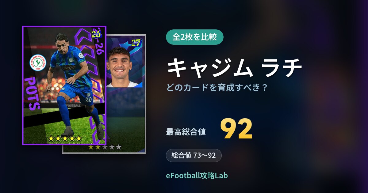 【イーフト】キャジム ラチはどのカードを育成すべき？全2枚を比較