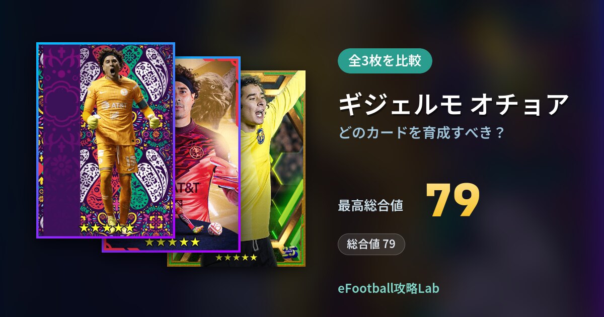 【イーフト】ギジェルモ オチョアはどのカードを育成すべき？全3枚を比較