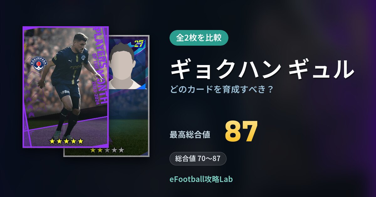 【イーフト】ギョクハン ギュルの全カード比較（全2枚）