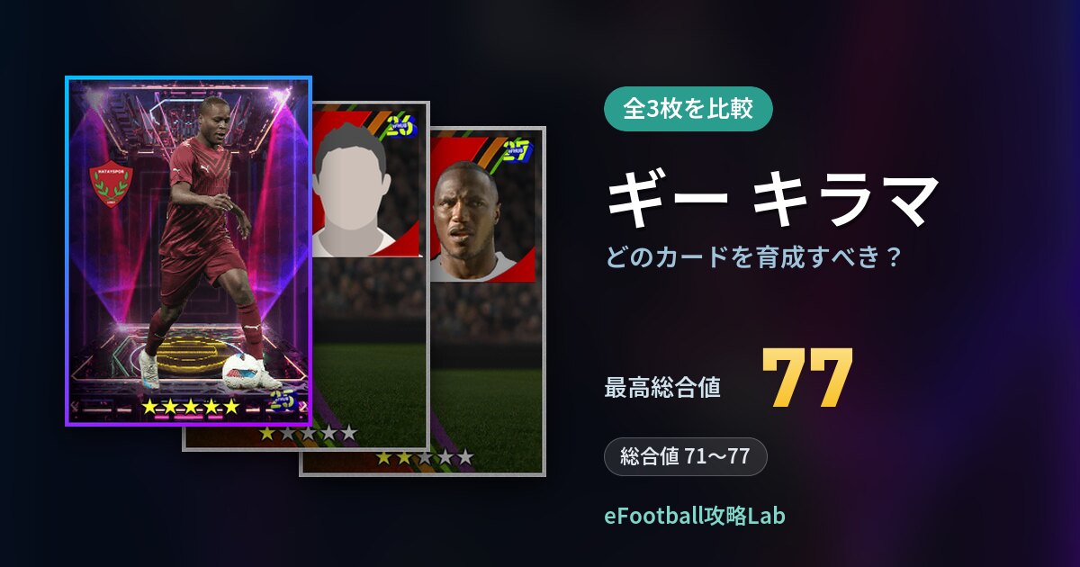 【イーフト】ギー キラマはどのカードを育成すべき？全3枚を比較