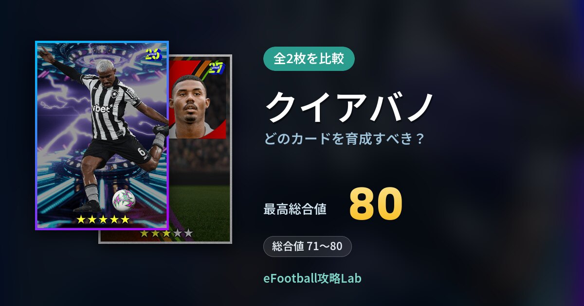 【イーフト】クイアバノはどのカードを育成すべき？全2枚を比較