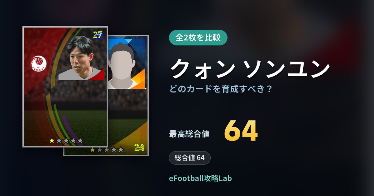 【イーフト】クォン ソンユンはどのカードを育成すべき？全2枚を比較