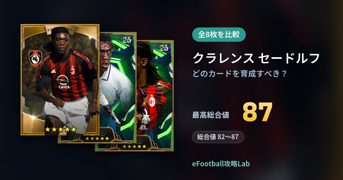 【イーフト】クラレンス セードルフはどのカードを育成すべき？全8枚を比較