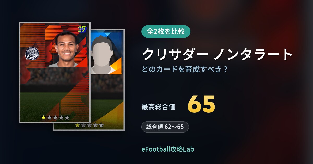 【イーフト】クリサダー ノンタラートはどのカードを育成すべき？全2枚を比較