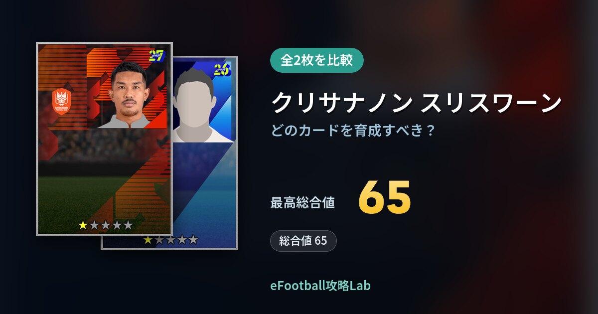 【イーフト】クリサナノン スリスワーンの育成カード比較（全2枚）