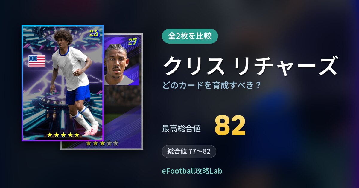 【イーフト】クリス リチャーズはどのカードを育成すべき？全2枚を比較