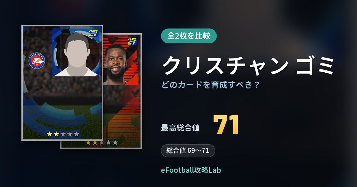 【イーフト】クリスチャン ゴミはどのカードを育成すべき?全2枚を比較