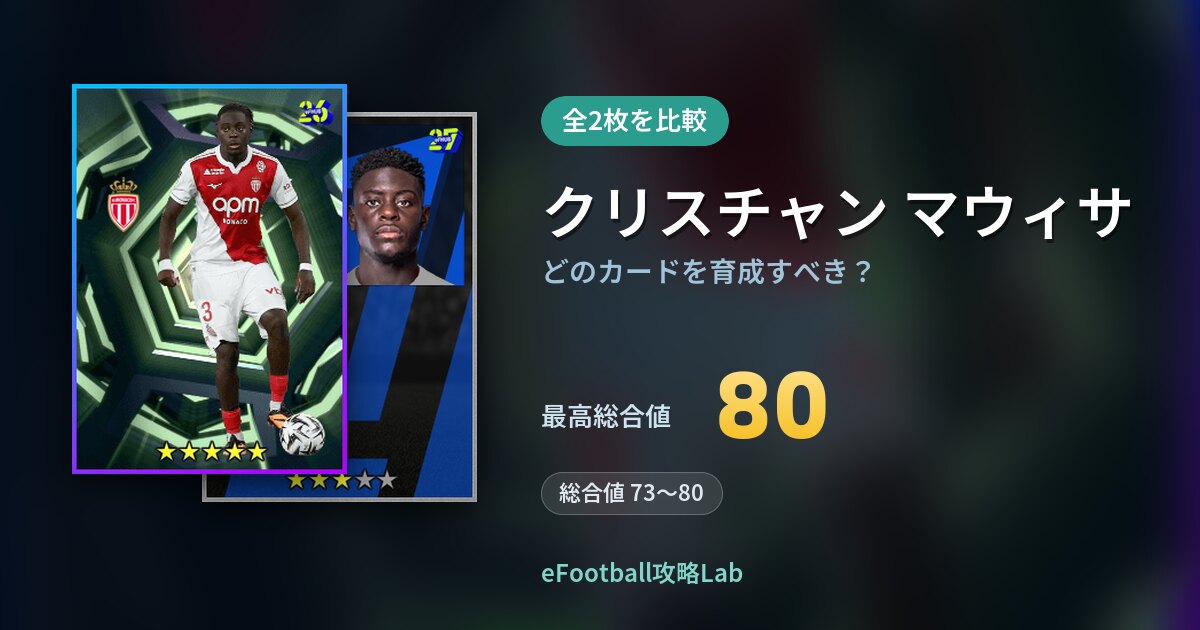 【イーフト】クリスチャン マウィサはどのカードを育成すべき？全2枚を比較