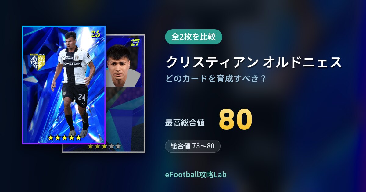 【イーフト】クリスティアン オルドニェスの育成カード比較（全2枚）