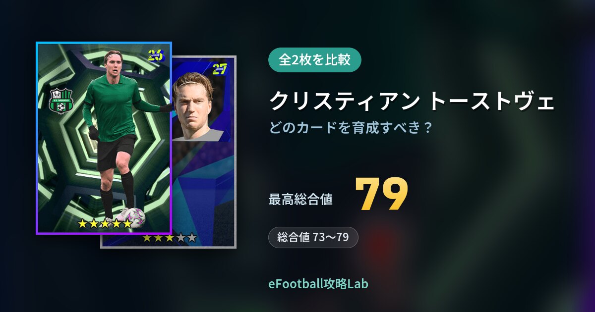 【イーフト】クリスティアン トーストヴェの育成カード比較（全2枚）