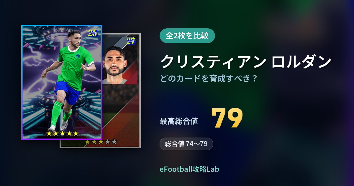 【イーフト】クリスティアン ロルダンはどのカードを育成すべき？全2枚を比較