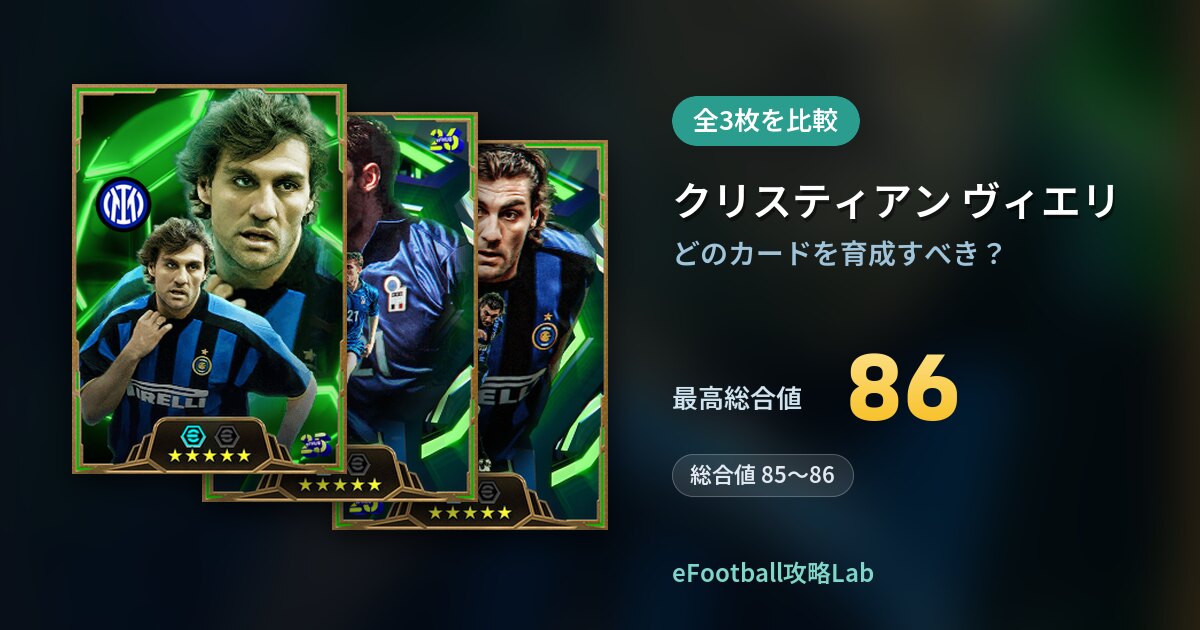 【イーフト】クリスティアン ヴィエリはどのカードを育成すべき?全3枚を比較