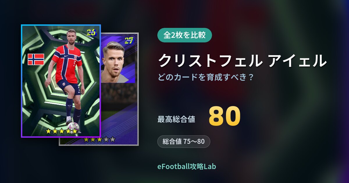 【イーフト】クリストフェル アイェルはどのカードを育成すべき？全2枚を比較