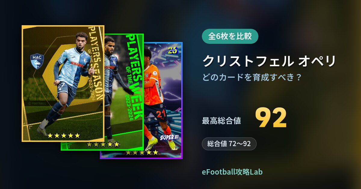 【イーフト】クリストフェル オペリはどのカードを育成すべき？全6枚を比較