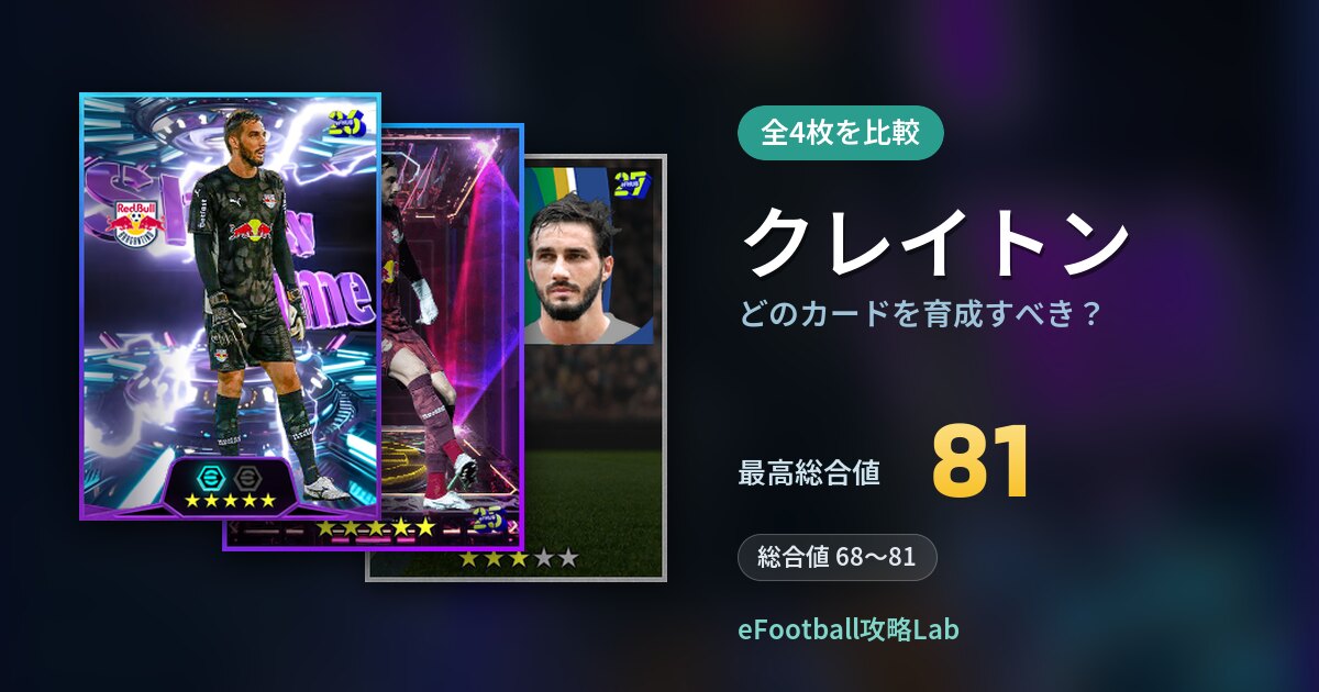 【イーフト】クレイトンはどのカードを育成すべき？全4枚を比較