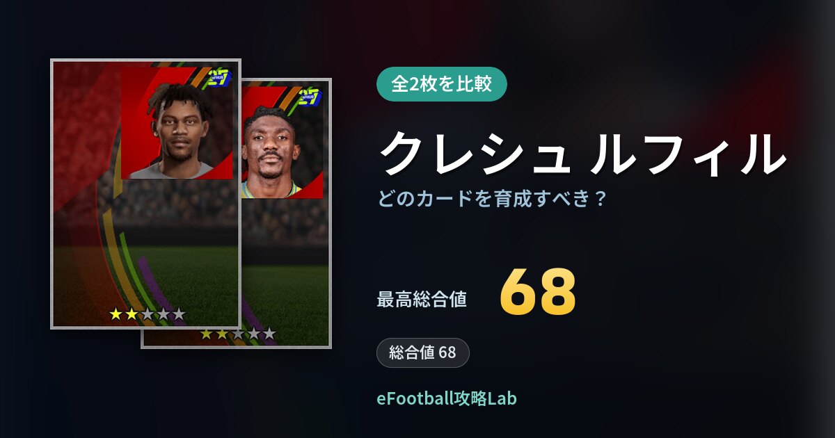 【イーフト】クレシュ ルフィルはどのカードを育成すべき？全2枚を比較