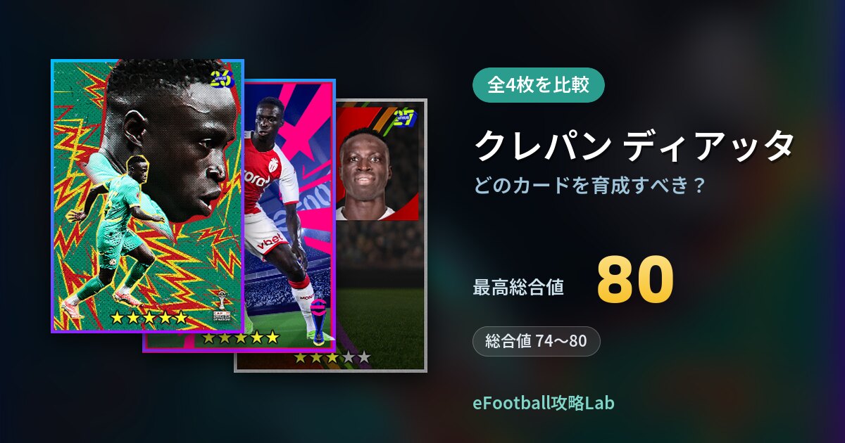 【イーフト】クレパン ディアッタはどのカードを育成すべき?全4枚を比較