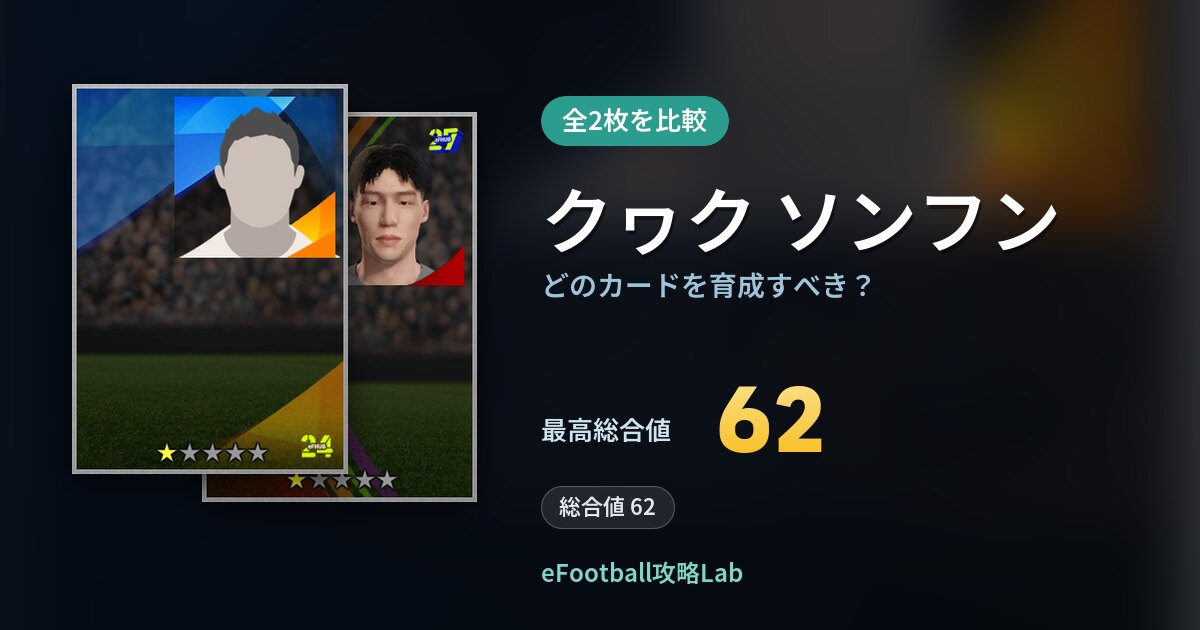 【イーフト】クヮク ソンフンはどのカードを育成すべき？全2枚を比較