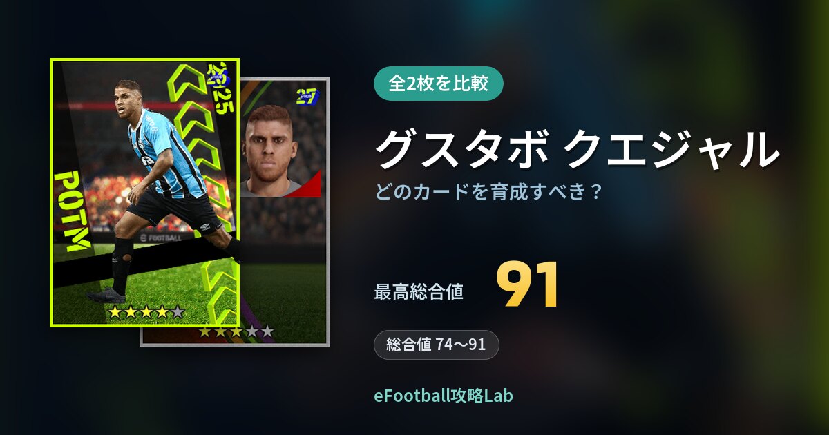【イーフト】グスタボ クエジャルはどのカードを育成すべき？全2枚を比較
