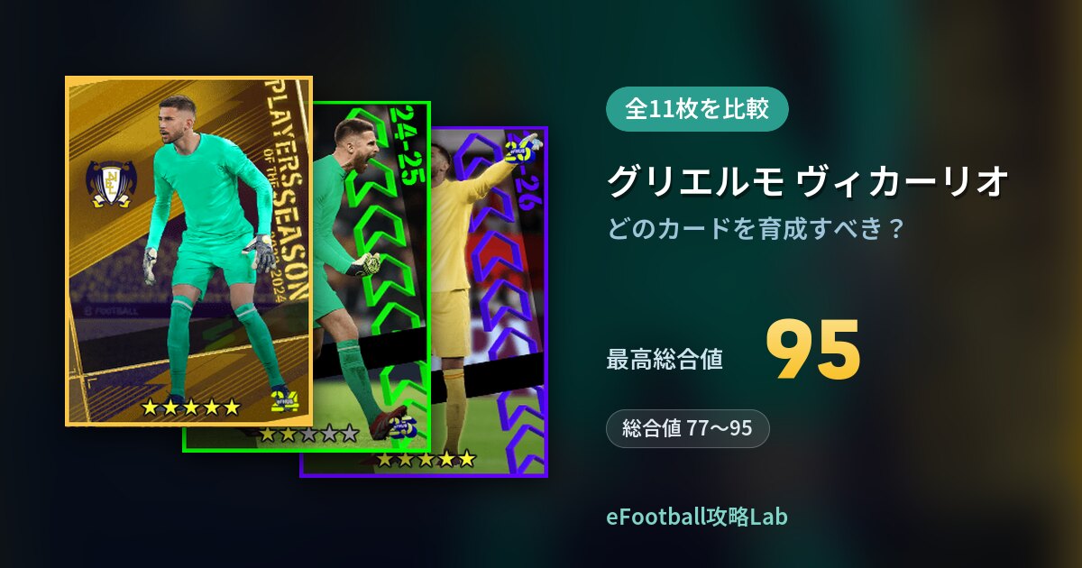 【イーフト】グリエルモ ヴィカーリオはどのカードを育成すべき？全11枚を比較