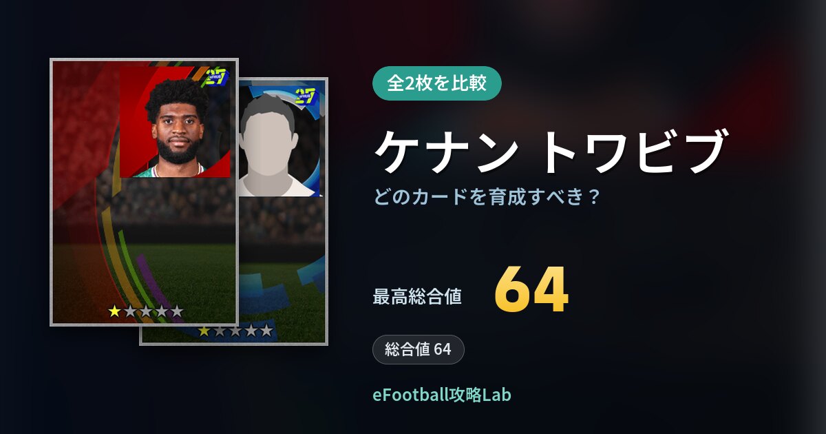 【イーフト】ケナン トワビブはどのカードを育成すべき？全2枚を比較