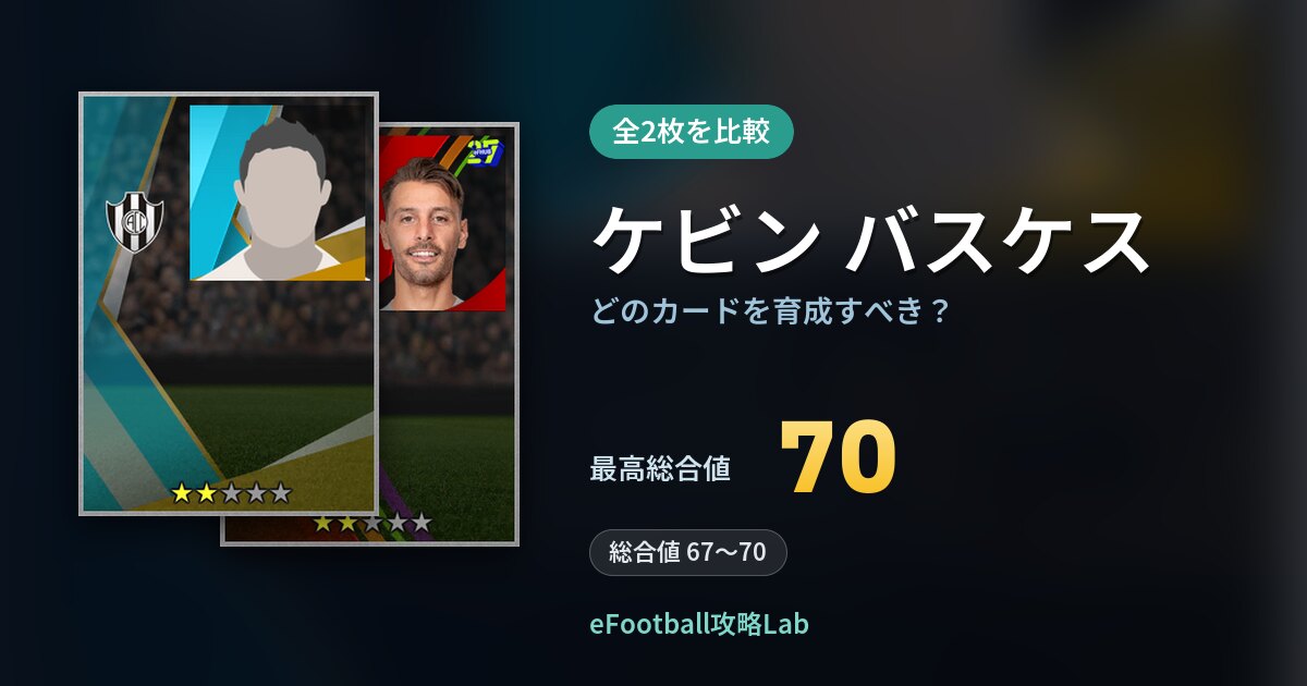 【イーフト】ケビン バスケスはどのカードを育成すべき？全2枚を比較