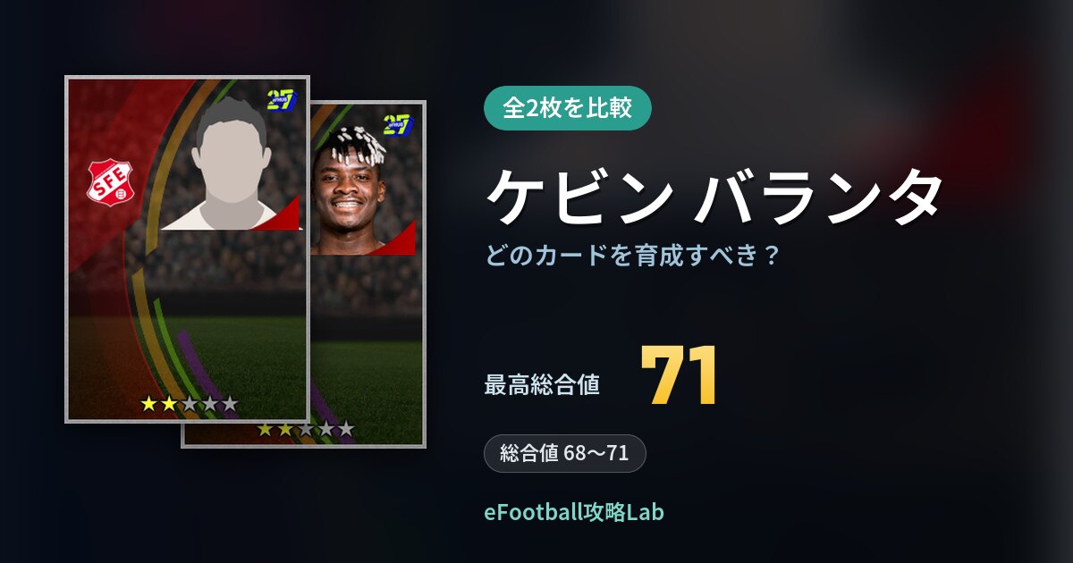 【イーフト】ケビン バランタはどのカードを育成すべき？全2枚を比較