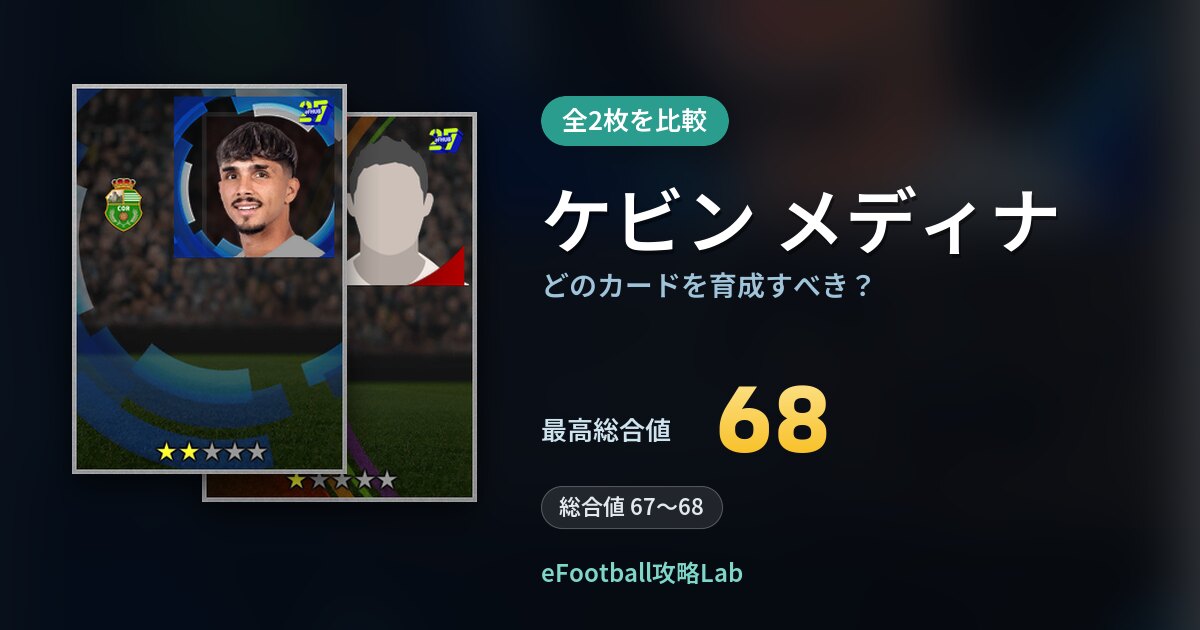 【イーフト】ケビン メディナはどのカードを育成すべき？全2枚を比較