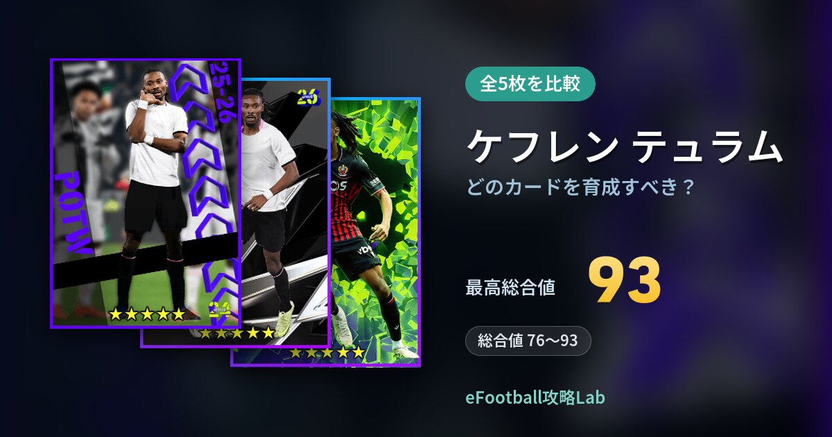 【イーフト】ケフレン テュラムはどのカードを育成すべき？全5枚を比較